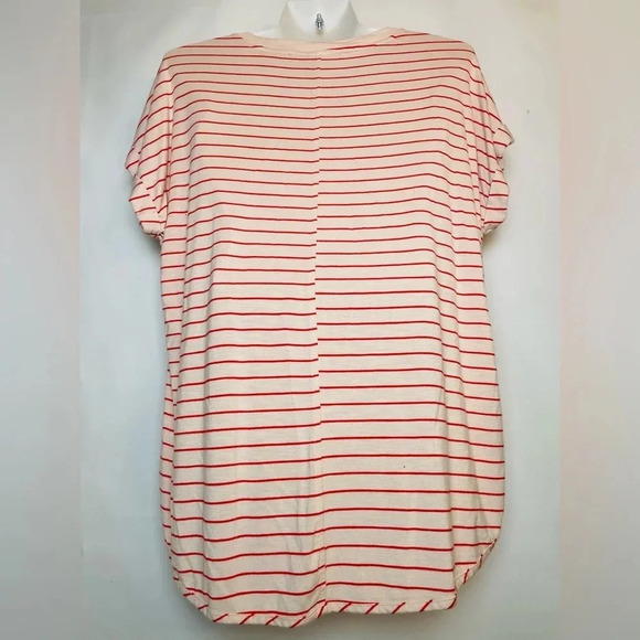 Soma Essential Tee T-shirt Top Orange Striped Size S - Picture 3 of 4